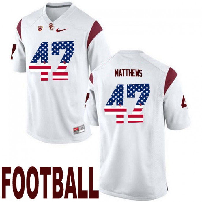 USC Trojans #47 Clay Matthews White USA Flag College Football Fashion Jersey