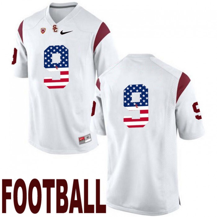 USC Trojans #9 JuJu Smith-Schuster White USA Flag College Football Fashion Jersey