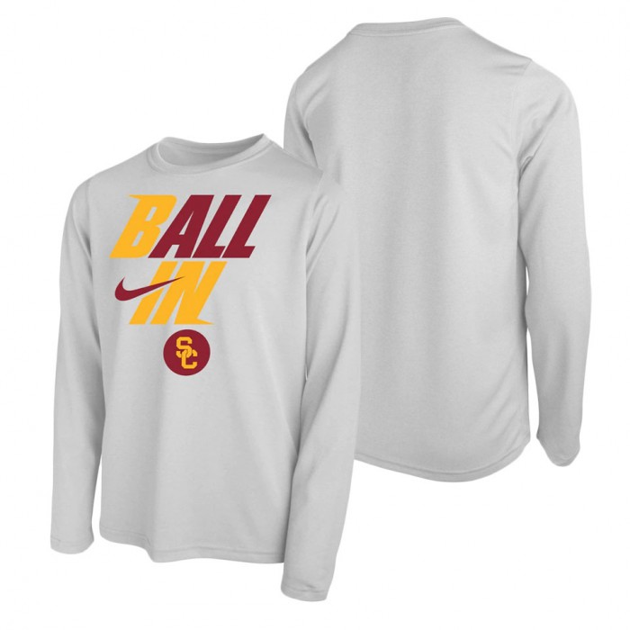 USC Trojans Nike Youth Ball In Bench Long Sleeve T-Shirt White
