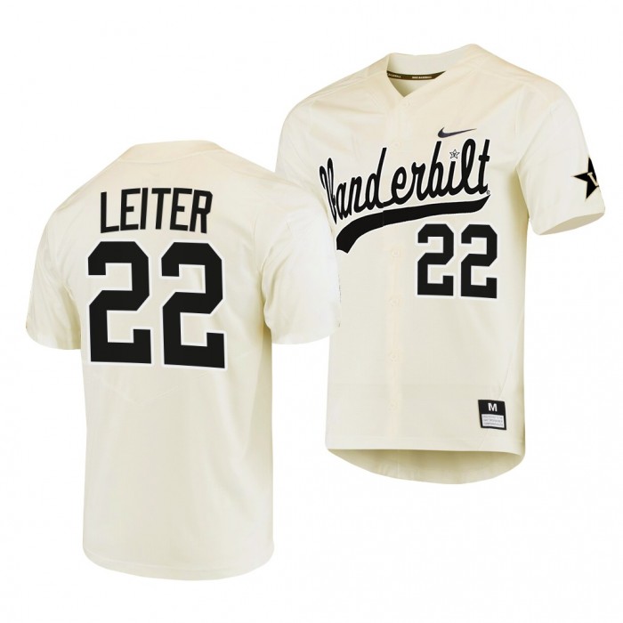 Jack Leiter Vanderbilt Commodores 2022 College Baseball Men Jersey-Cream
