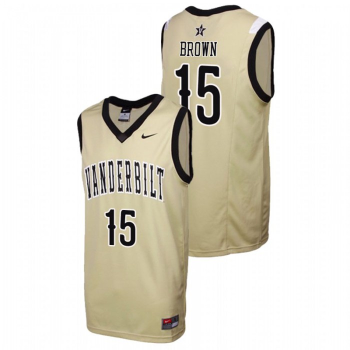 Vanderbilt Commodores College Basketball Gold Clevon Brown Replica Jersey For Men