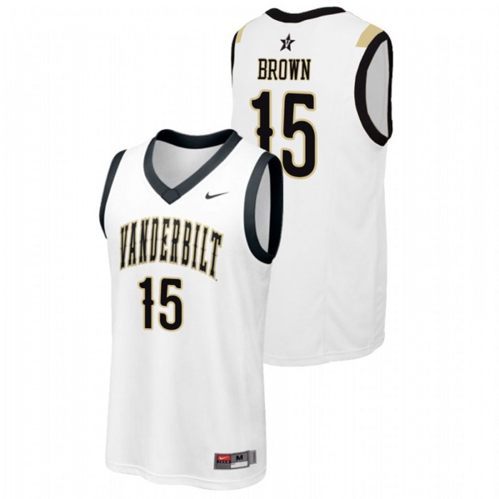 Vanderbilt Commodores College Basketball White Clevon Brown Replica Jersey For Men