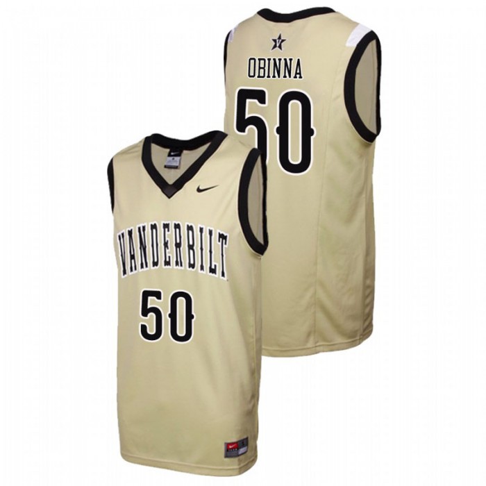 Vanderbilt Commodores College Basketball Gold Ejike Obinna Replica Jersey For Men