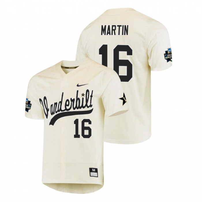 Vanderbilt Commodores Austin Martin Cream 2019 World Series Jersey
