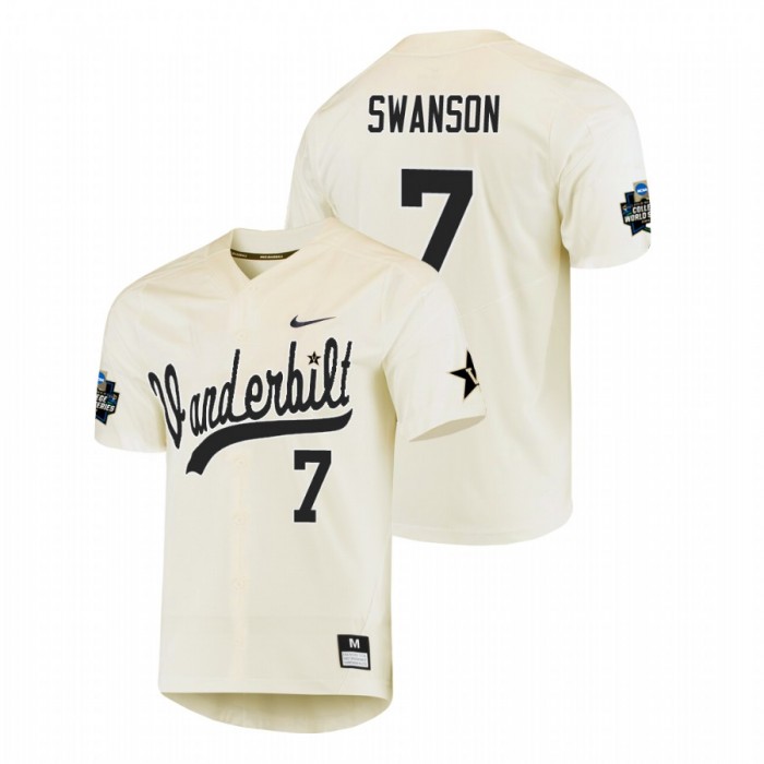 Vanderbilt Commodores Dansby Swanson Cream 2019 World Series Jersey