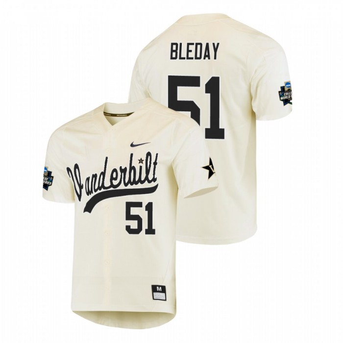 Vanderbilt Commodores J.J. Bleday Cream 2019 World Series Jersey