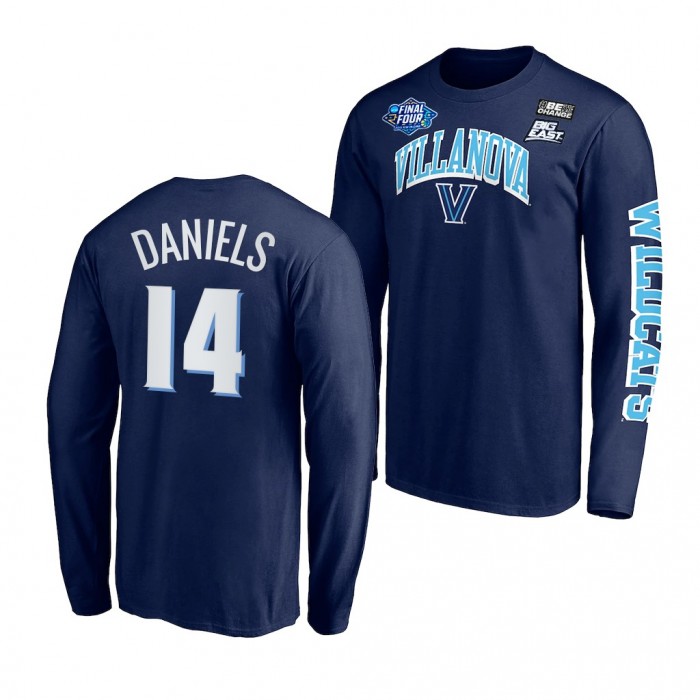 Villanova Wildcats Caleb Daniels 2022 March Madness Final Four 14 Navy Long Sleeve T-Shirt
