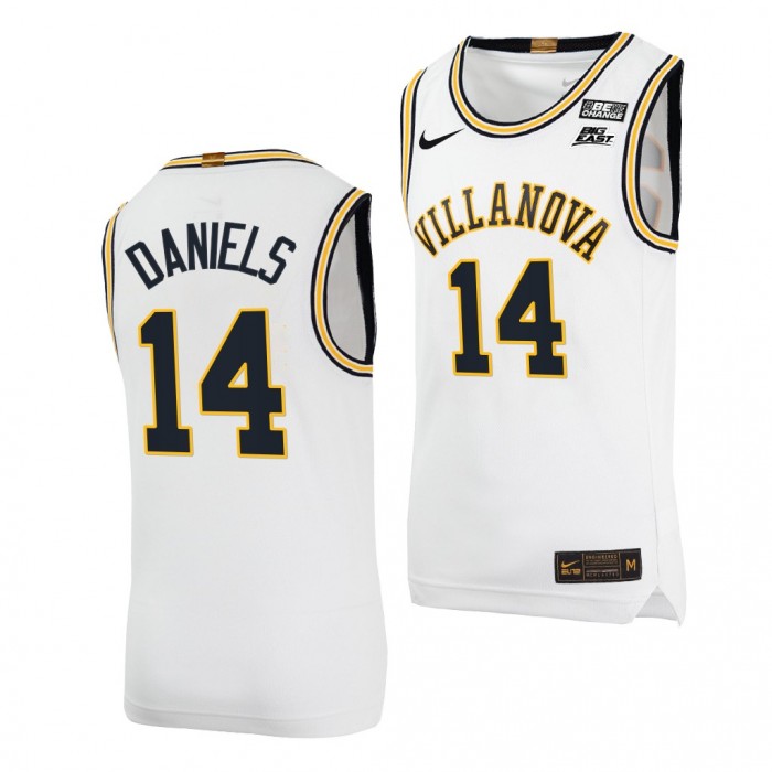 Villanova Wildcats Caleb Daniels #14 White Throwback Uniform College Basketball Jersey