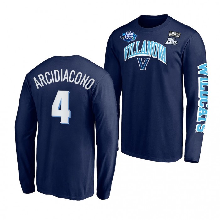 Villanova Wildcats Chris Arcidiacono 2022 March Madness Final Four 4 Navy Long Sleeve T-Shirt