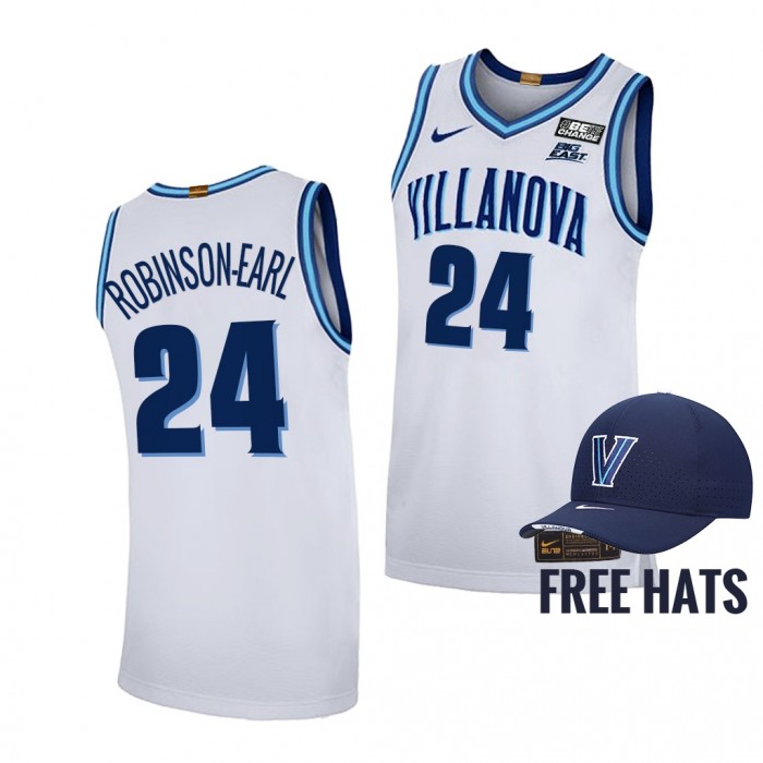 Villanova Wildcats Jeremiah Robinson-Earl White Home Jersey Free Hat