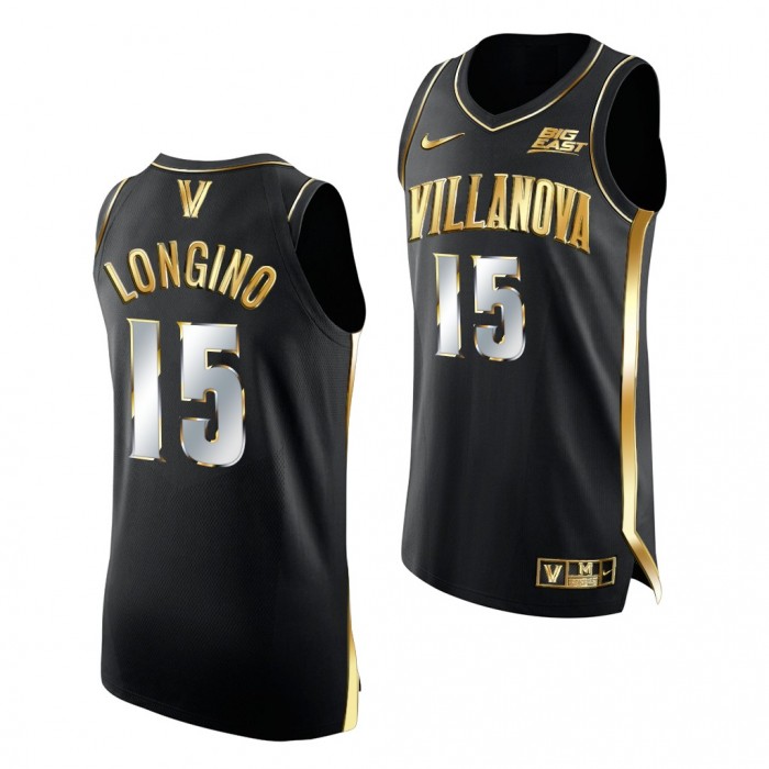 Jordan Longino Villanova Wildcats Black Jersey 2021-22 Golden Edition Authentic Shirt