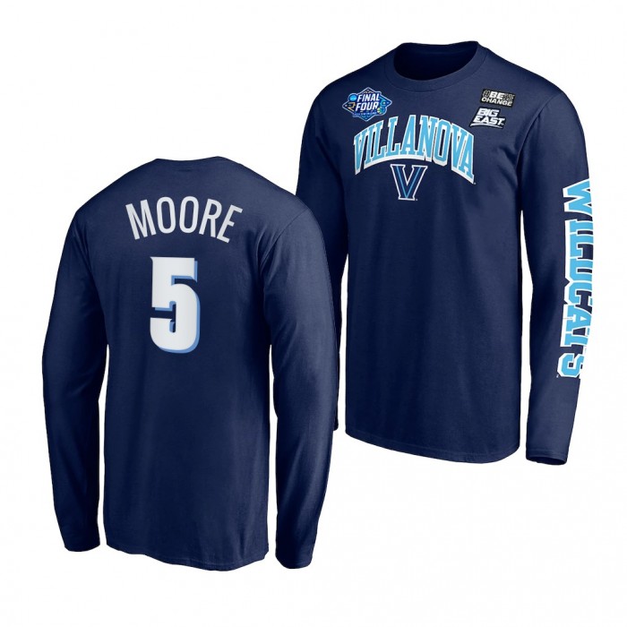 Villanova Wildcats Justin Moore 2022 March Madness Final Four 5 Navy Long Sleeve T-Shirt