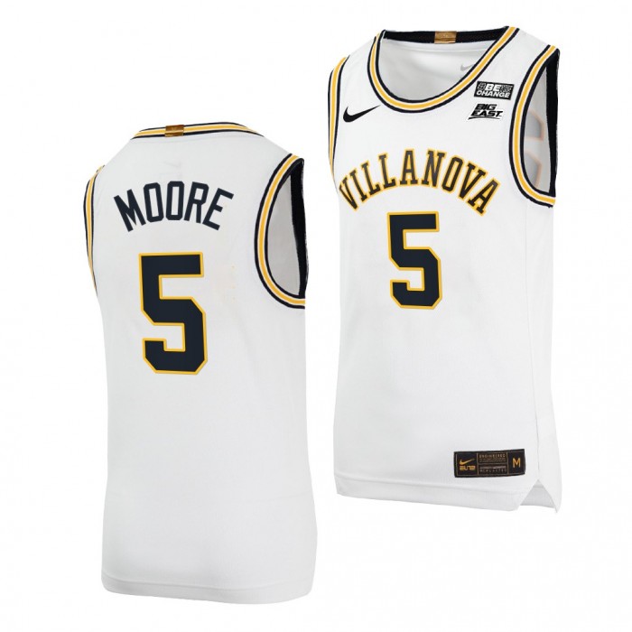 Villanova Wildcats Justin Moore #5 White Throwback Uniform College Basketball Jersey