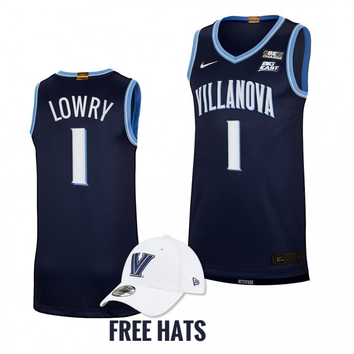Villanova Wildcats Kyle Lowry Navy Elite Basketball Jersey Free Hat