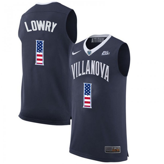 Male Villanova Wildcats Kyle Lowry Navy Blue National Flag Basketball Jersey