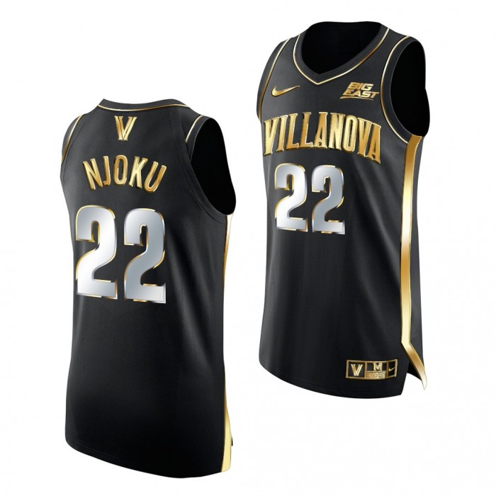 Nnanna Njoku Villanova Wildcats Black Jersey 2021-22 Golden Edition Authentic Shirt