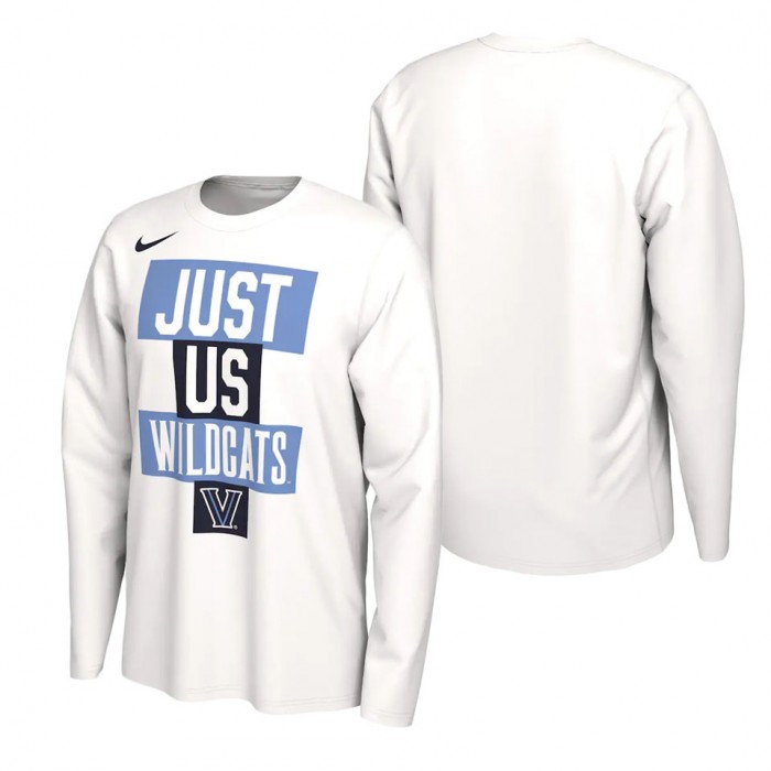 Villanova Wildcats Nike 2021 Postseason Basketball JUST US Bench Legend Long Sleeve T-Shirt White
