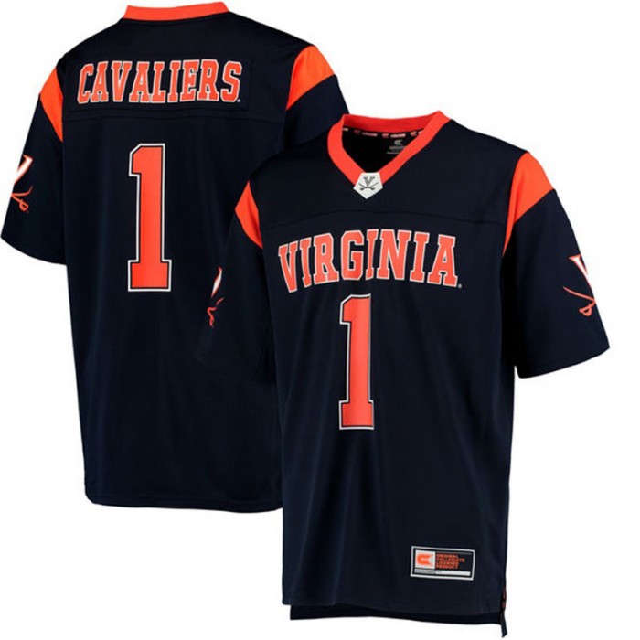 Male Virginia Cavaliers #1 Navy College Hail Mary Football Jersey