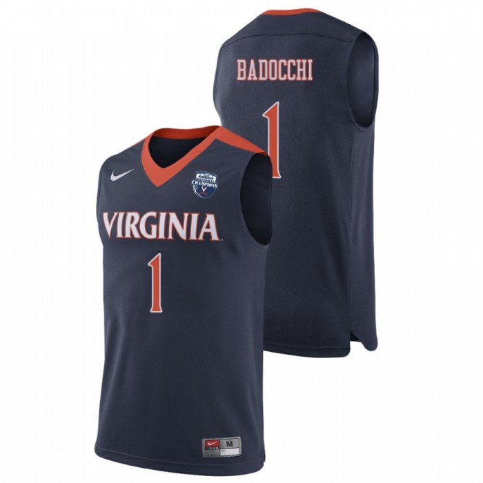 Virginia Cavaliers Francesco Badocchi Navy 2019 For Men Basketball Champions Jersey