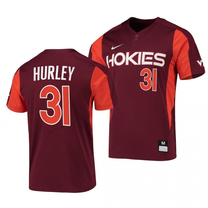 Virginia Tech Hokies Maroon College Baseball Jack Hurley Men Jersey