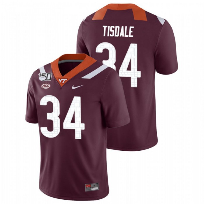 Alan Tisdale For Men Virginia Tech Hokies Maroon Game College Football Jersey