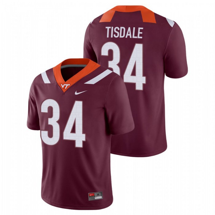 Alan Tisdale Virginia Tech Hokies Game Football Maroon Jersey For Men