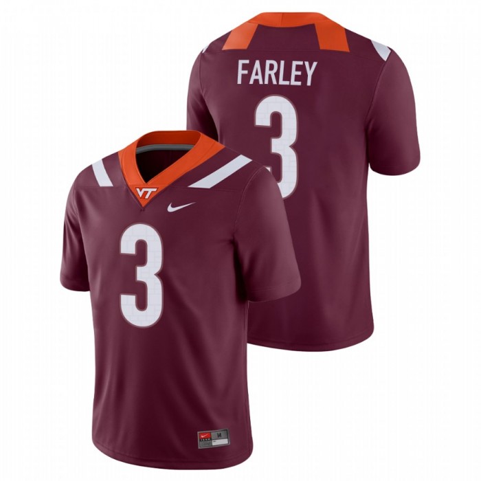 Caleb Farley Virginia Tech Hokies Game Football Maroon Jersey For Men