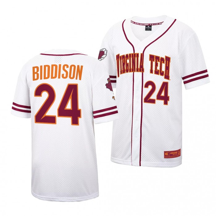 Nick Biddison Virginia Tech Hokies 2022 College Baseball Men Jersey-White