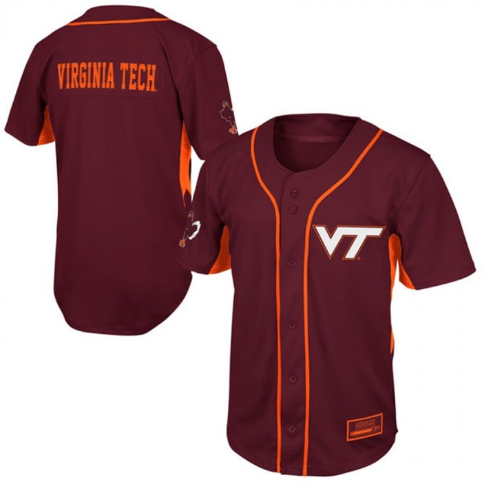 Youth Virginia Tech Hokies Maroon Button-Up Strike Zone Baseball Jersey