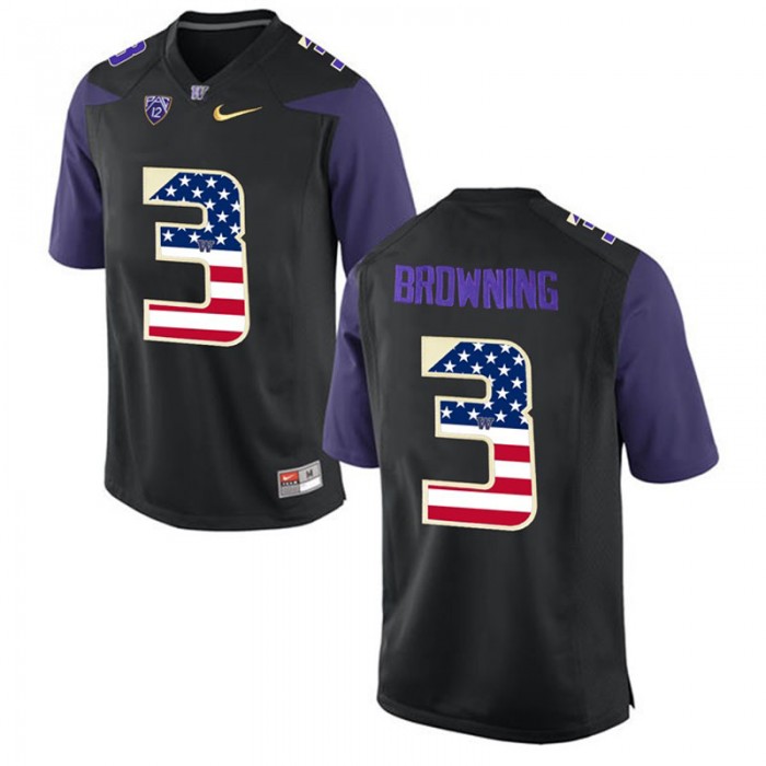 Male Jake Browning Washington Huskies Black NCAA Football US Flag Fashion Jersey