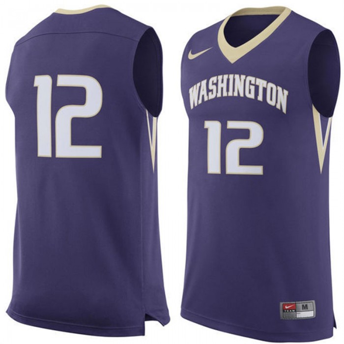 Male Washington Huskies #12 Purple NCAA Basketball Premier Tank Top Jersey