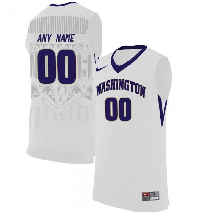 Male Washington Huskies #00 White College Basketball Team Performance Customized Jersey
