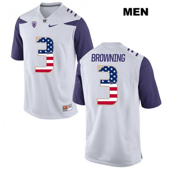 Male Jake Browning Washington Huskies White NCAA Football US Flag Fashion Jersey