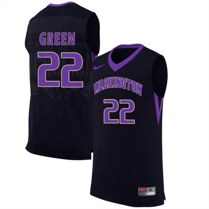 Washington Huskies #22 Dominic Green Black College Premier Basketball Jersey