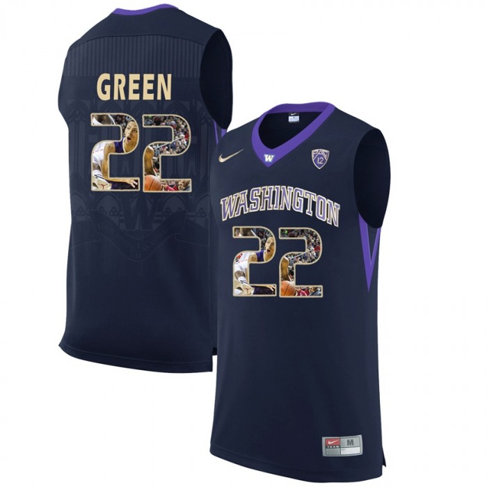 Washington Huskies Dominic Green Black NCAA College Basketball Player Portrait Fashion Jersey