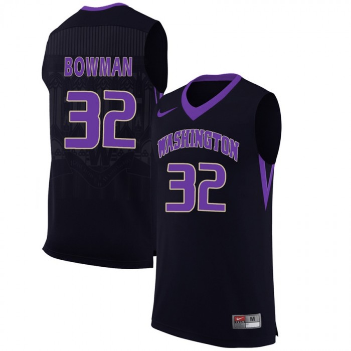 Washington Huskies #32 Greg Bowman Black College Premier Basketball Jersey