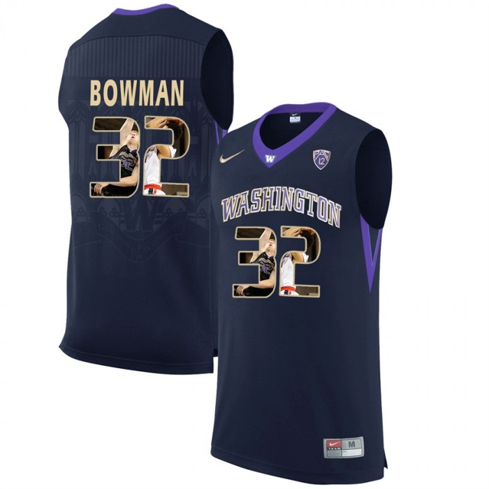 Washington Huskies Greg Bowman Black NCAA College Basketball Player Portrait Fashion Jersey