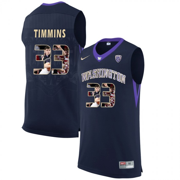 Washington Huskies Sam Timmins Black NCAA College Basketball Player Portrait Fashion Jersey