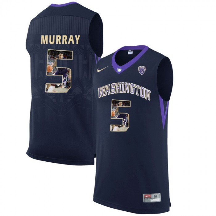 Washington Huskies Dejounte Murray Black NCAA College Basketball Player Portrait Fashion Jersey