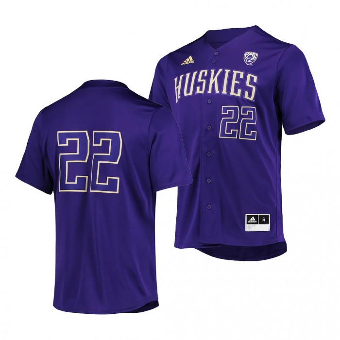 Washington Huskies College Baseball Button-Up Purple #22 Jersey