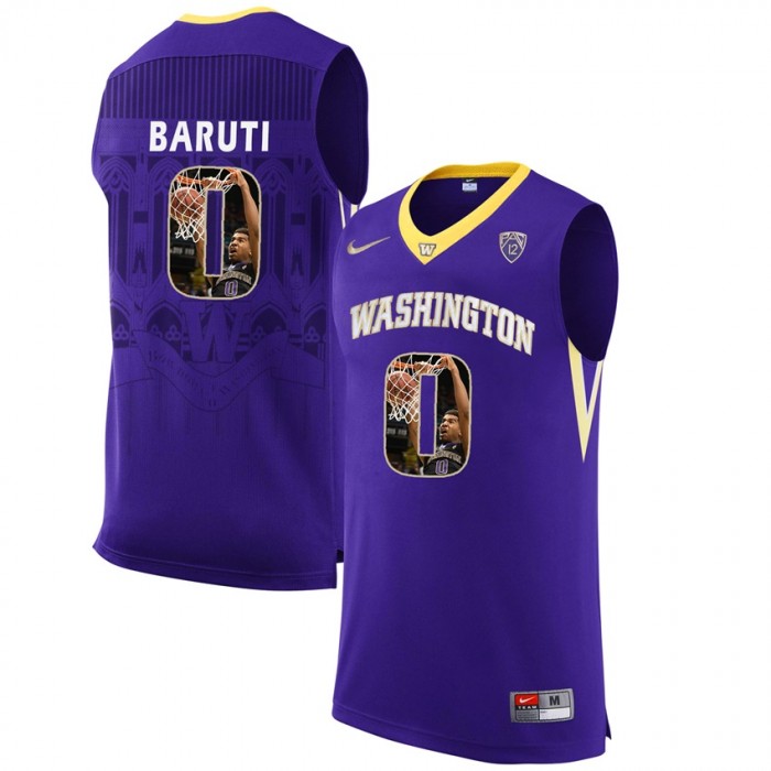Washington Huskies Bitumba Baruti Purple NCAA College Basketball Player Portrait Fashion Jersey