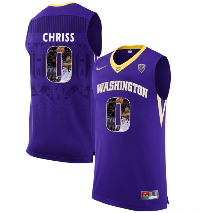 Washington Huskies Marquese Chriss Purple NCAA College Basketball Player Portrait Fashion Jersey