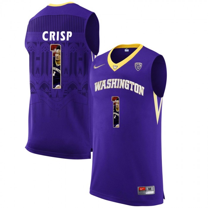Washington Huskies David Crisp Purple NCAA College Basketball Player Portrait Fashion Jersey