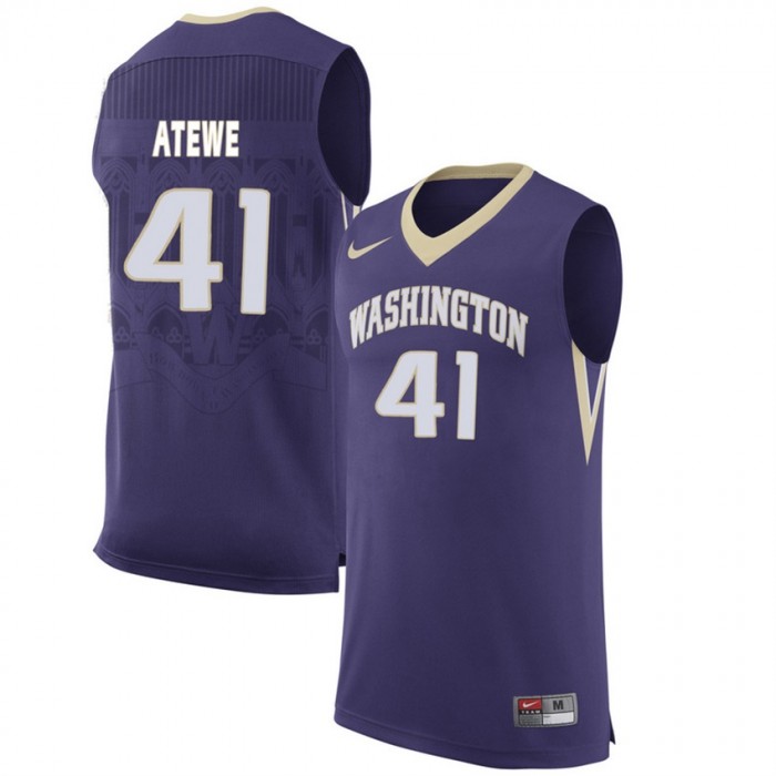 Washington Huskies #41 Matthew Atewe Purple College Premier Basketball Jersey