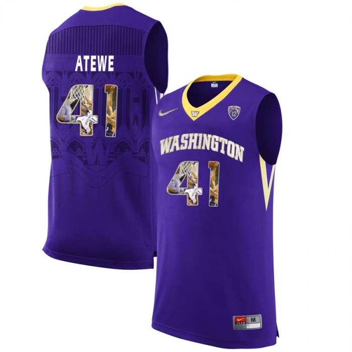 Washington Huskies Matthew Atewe Purple NCAA College Basketball Player Portrait Fashion Jersey