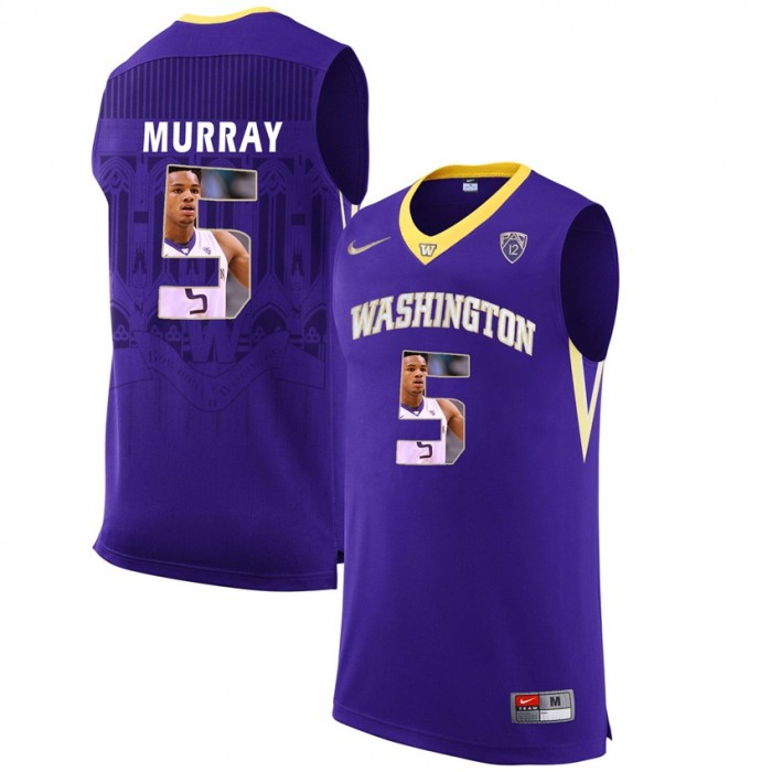 Washington Huskies Dejounte Murray Purple NCAA College Basketball Player Portrait Fashion Jersey