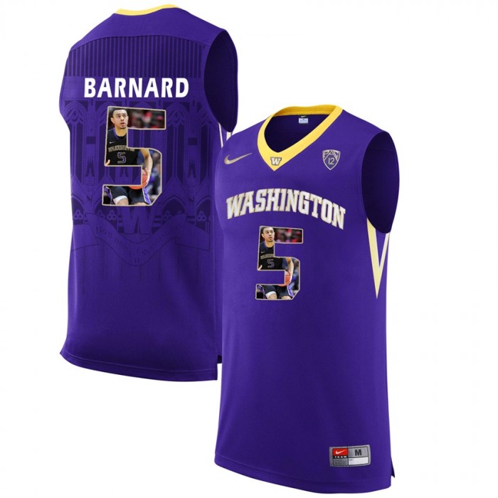 Washington Huskies Quin Barnard Purple NCAA College Basketball Player Portrait Fashion Jersey