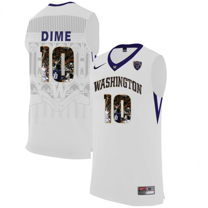 Washington Huskies Malik Dime White NCAA College Basketball Player Portrait Fashion Jersey