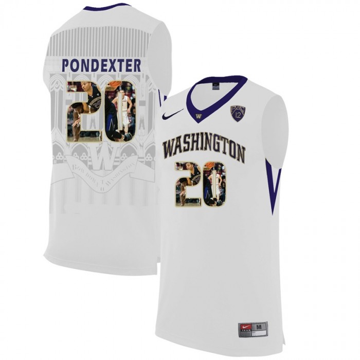 Washington Huskies Quincy Pondexter White NCAA College Basketball Player Portrait Fashion Jersey