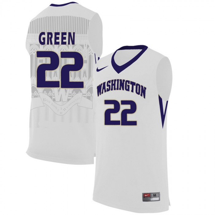 Washington Huskies #22 Dominic Green White College Premier Basketball Jersey